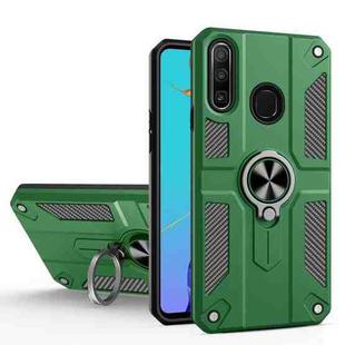 For Huawei P30 lite Carbon Fiber Pattern PC + TPU Protective Case with Ring Holder(Dark Green)