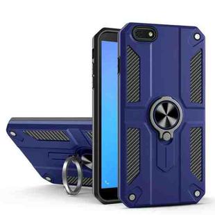For Huawei Y5 lite (2018) Carbon Fiber Pattern PC + TPU Protective Case with Ring Holder(Sapphire Blue)