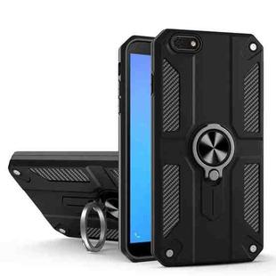 For Huawei Y5 lite (2018) Carbon Fiber Pattern PC + TPU Protective Case with Ring Holder(Black)