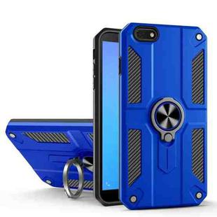 For Huawei Y5 lite (2018) Carbon Fiber Pattern PC + TPU Protective Case with Ring Holder(Dark Blue)