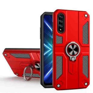 For Honor 9X Pro Carbon Fiber Pattern PC + TPU Protective Case with Ring Holder(Red)