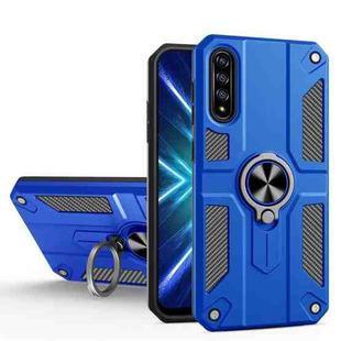 For Honor 9X Pro Carbon Fiber Pattern PC + TPU Protective Case with Ring Holder(Dark Blue)
