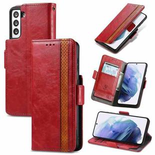 For Samsung Galaxy S21+ 5G CaseNeo Business Splicing Dual Magnetic Buckle Horizontal Flip PU Leather Case with Holder & Card Slots & Wallet(Red)