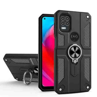 For Motorola Moto G Stylus 5G Carbon Fiber Pattern PC + TPU Protective Case with Ring Holder(Black)