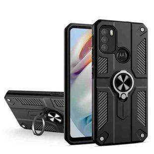 For Motorola Moto G60 Carbon Fiber Pattern PC + TPU Protective Case with Ring Holder(Black)