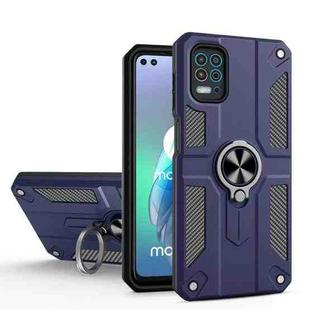 For Motorola Moto G100 / Edge S Carbon Fiber Pattern PC + TPU Protective Case with Ring Holder(Sapphire Blue)