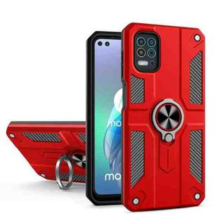 For Motorola Moto G100 / Edge S Carbon Fiber Pattern PC + TPU Protective Case with Ring Holder(Red)