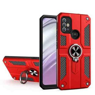 For Motorola Moto G10 / G20 / G30 Carbon Fiber Pattern PC + TPU Protective Case with Ring Holder(Red)