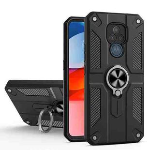 For Motorola Moto G Play (2021) Carbon Fiber Pattern PC + TPU Protective Case with Ring Holder(Black)
