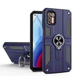 For Motorola Moto G Stylus (2021) Carbon Fiber Pattern PC + TPU Protective Case with Ring Holder(Sapphire Blue)