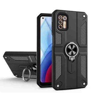 For Motorola Moto G Stylus (2021) Carbon Fiber Pattern PC + TPU Protective Case with Ring Holder(Black)