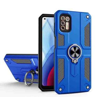 For Motorola Moto G Stylus (2021) Carbon Fiber Pattern PC + TPU Protective Case with Ring Holder(Dark Blue)