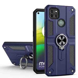 For Motorola Moto G9 Power Carbon Fiber Pattern PC + TPU Protective Case with Ring Holder(Sapphire Blue)