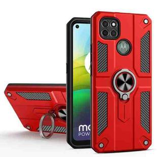 For Motorola Moto G9 Power Carbon Fiber Pattern PC + TPU Protective Case with Ring Holder(Red)