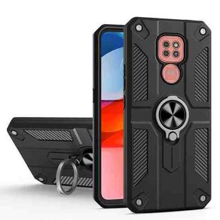 For Motorola Moto G9 Play Carbon Fiber Pattern PC + TPU Protective Case with Ring Holder(Black)