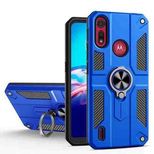 For Motorola Moto E6s (2020) Carbon Fiber Pattern PC + TPU Protective Case with Ring Holder(Dark Blue)