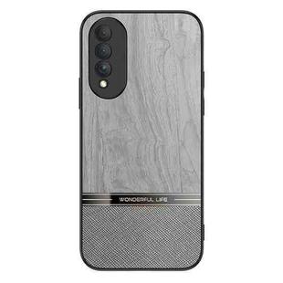 For Honor X20 SE Shang Rui Wood Grain Skin PU + TPU Shockproof Case(Grey)