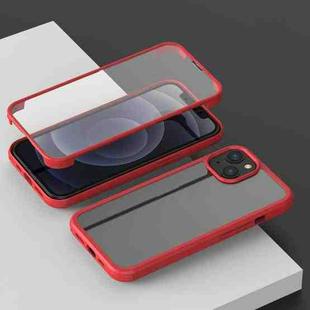 For iPhone 13 Pro Max Shockproof TPU + Double-sided Glass Protective Case (Red)