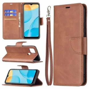 For OPPO A15 Retro Lambskin Texture Pure Color Horizontal Flip PU Leather Case with Holder & Card Slots & Wallet & Lanyard(Brown)