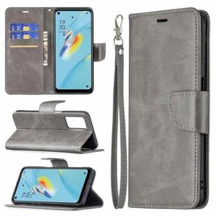 For OPPO A54 4G / 5G Retro Lambskin Texture Pure Color Horizontal Flip PU Leather Case with Holder & Card Slots & Wallet & Lanyard(Grey)