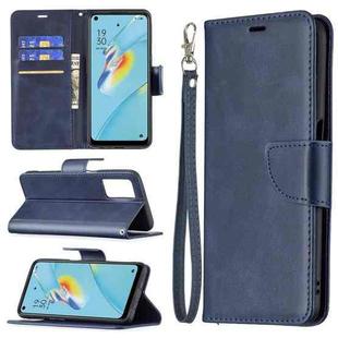 For OPPO A54 4G / 5G Retro Lambskin Texture Pure Color Horizontal Flip PU Leather Case with Holder & Card Slots & Wallet & Lanyard(Blue)