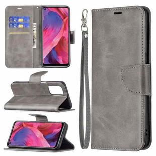 For OPPO A74 5G/A93 5G/A54 5G Retro Lambskin Texture Pure Color Horizontal Flip PU Leather Case with Holder & Card Slots & Wallet & Lanyard(Grey)