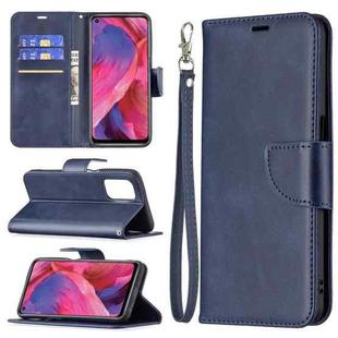 For OPPO A74 5G/A93 5G/A54 5G Retro Lambskin Texture Pure Color Horizontal Flip PU Leather Case with Holder & Card Slots & Wallet & Lanyard(Blue)