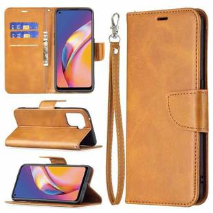 For OPPO A94 4G/Reno5 F/F19 Pro Retro Lambskin Texture Pure Color Horizontal Flip PU Leather Case with Holder & Card Slots & Wallet & Lanyard(Yellow)
