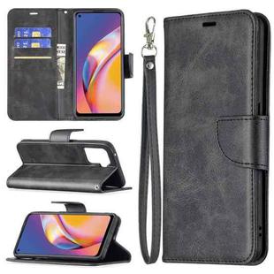 For OPPO A94 4G/Reno5 F/F19 Pro Retro Lambskin Texture Pure Color Horizontal Flip PU Leather Case with Holder & Card Slots & Wallet & Lanyard(Black)