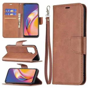 For OPPO A94 4G/Reno5 F/F19 Pro Retro Lambskin Texture Pure Color Horizontal Flip PU Leather Case with Holder & Card Slots & Wallet & Lanyard(Brown)
