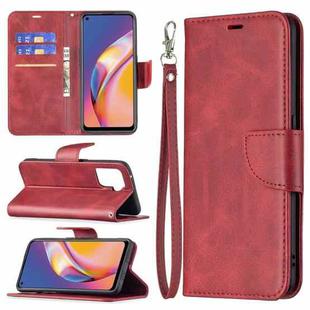For OPPO A94 4G/Reno5 F/F19 Pro Retro Lambskin Texture Pure Color Horizontal Flip PU Leather Case with Holder & Card Slots & Wallet & Lanyard(Red)