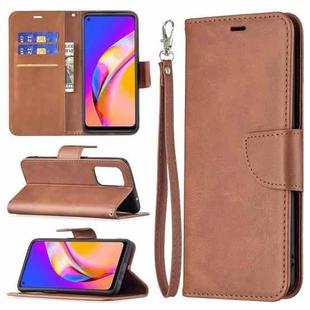 For OPPO A94 5G/F19 Pro+ 5G/Reno5 Z Retro Lambskin Texture Pure Color Horizontal Flip PU Leather Case with Holder & Card Slots & Wallet & Lanyard(Brown)