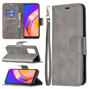 For OPPO A94 5G/F19 Pro+ 5G/Reno5 Z Retro Lambskin Texture Pure Color Horizontal Flip PU Leather Case with Holder & Card Slots & Wallet & Lanyard(Grey)