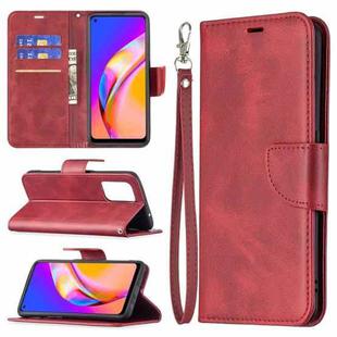 For OPPO A94 5G/F19 Pro+ 5G/Reno5 Z Retro Lambskin Texture Pure Color Horizontal Flip PU Leather Case with Holder & Card Slots & Wallet & Lanyard(Red)