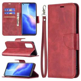 For OPPO Reno5 Pro 5G Retro Lambskin Texture Pure Color Horizontal Flip PU Leather Case with Holder & Card Slots & Wallet & Lanyard(Red)