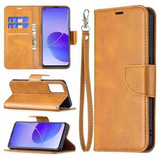 For OPPO Reno6 5G Retro Lambskin Texture Pure Color Horizontal Flip PU Leather Case with Holder & Card Slots & Wallet & Lanyard(Yellow)