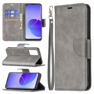 For OPPO Reno6 5G Retro Lambskin Texture Pure Color Horizontal Flip PU Leather Case with Holder & Card Slots & Wallet & Lanyard(Grey)