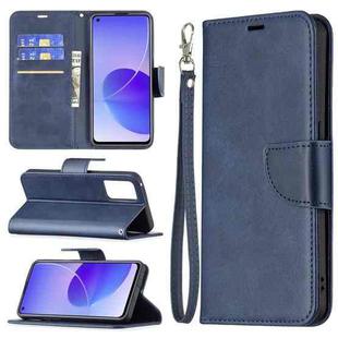 For OPPO Reno6 5G Retro Lambskin Texture Pure Color Horizontal Flip PU Leather Case with Holder & Card Slots & Wallet & Lanyard(Blue)