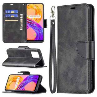 For OPPO Realme 8/Realme 8 Pro Retro Lambskin Texture Pure Color Horizontal Flip PU Leather Case with Holder & Card Slots & Wallet & Lanyard(Black)