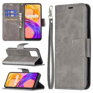 For OPPO Realme 8/Realme 8 Pro Retro Lambskin Texture Pure Color Horizontal Flip PU Leather Case with Holder & Card Slots & Wallet & Lanyard(Grey)