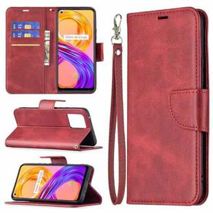 For OPPO Realme 8/Realme 8 Pro Retro Lambskin Texture Pure Color Horizontal Flip PU Leather Case with Holder & Card Slots & Wallet & Lanyard(Red)