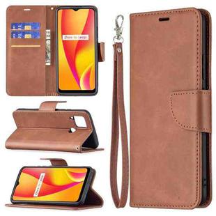 For OPPO Realme C15/C12/C25 Retro Lambskin Texture Pure Color Horizontal Flip PU Leather Case with Holder & Card Slots & Wallet & Lanyard(Brown)
