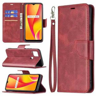 For OPPO Realme C15/C12/C25 Retro Lambskin Texture Pure Color Horizontal Flip PU Leather Case with Holder & Card Slots & Wallet & Lanyard(Red)