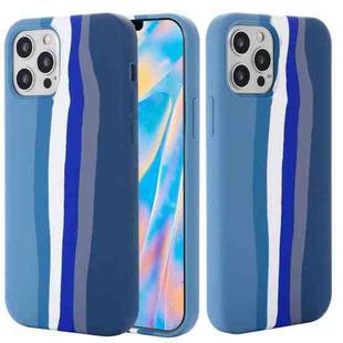 For iPhone 13 Rainbow Liquid Silicone Shockproof Full Coverage Protective Case(Blue)