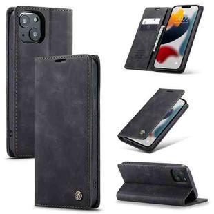 For iPhone 13 CaseMe-013 Multifunctional Retro Frosted Horizontal Flip Leather Case with Card Slot & Holder & Wallet(Black)