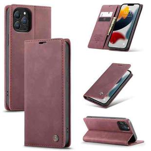 For iPhone 13 Pro CaseMe-013 Multifunctional Retro Frosted Horizontal Flip Leather Case with Card Slot & Holder & Wallet (Wine Red)