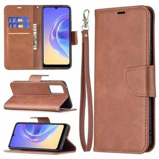 For vivo V21e 4G Retro Lambskin Texture Pure Color Horizontal Flip PU Leather Case with Holder & Card Slots & Wallet & Lanyard(Brown)