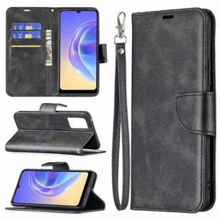 For vivo V21e 4G Retro Lambskin Texture Pure Color Horizontal Flip PU Leather Case with Holder & Card Slots & Wallet & Lanyard(Black)