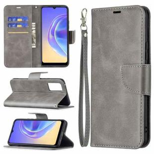 For vivo V21e 4G Retro Lambskin Texture Pure Color Horizontal Flip PU Leather Case with Holder & Card Slots & Wallet & Lanyard(Grey)