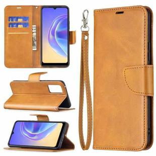 For vivo V21e 4G Retro Lambskin Texture Pure Color Horizontal Flip PU Leather Case with Holder & Card Slots & Wallet & Lanyard(Yellow)